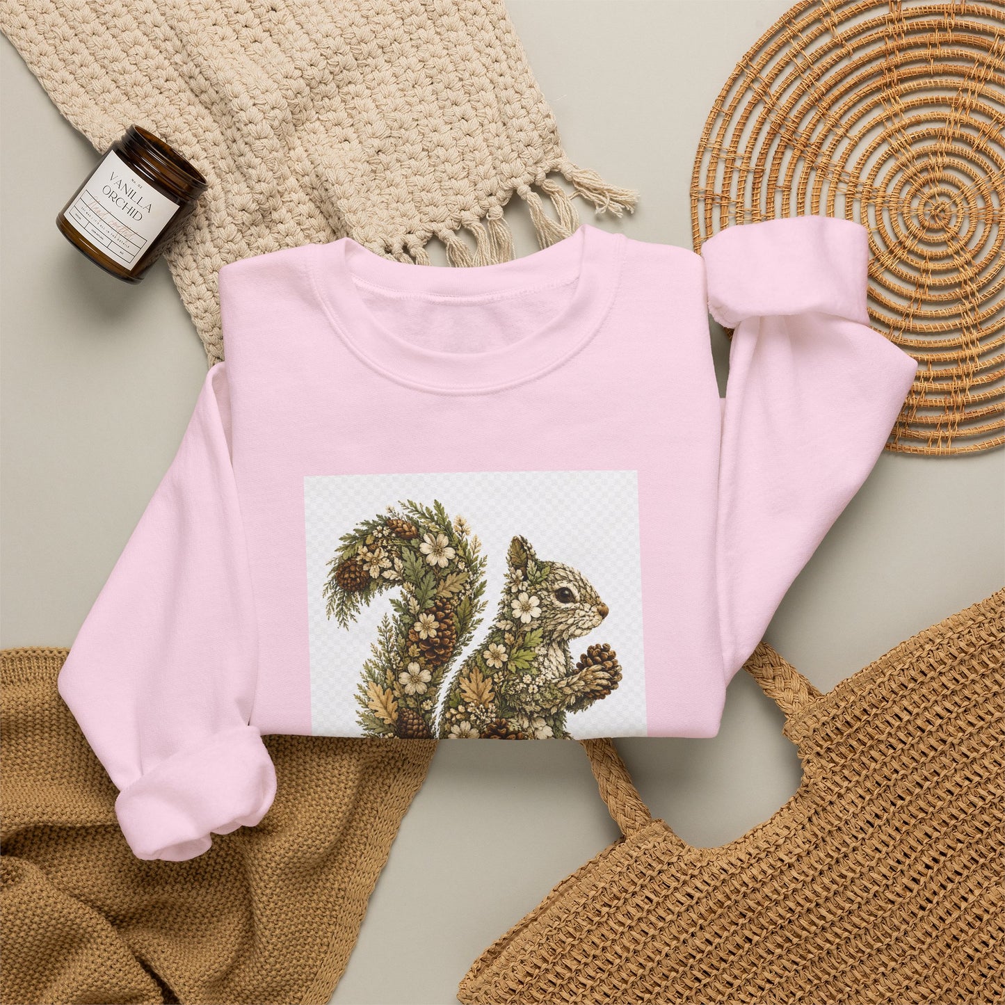 Floral Squirrel Crewneck Sweatshirt