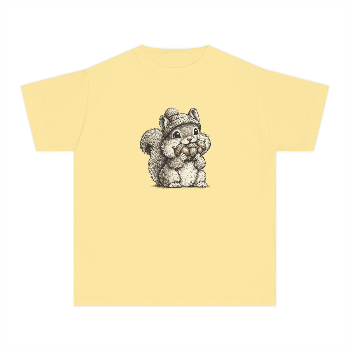 Youth Tee — Cute Vintage Sketch Squirrel Graphic