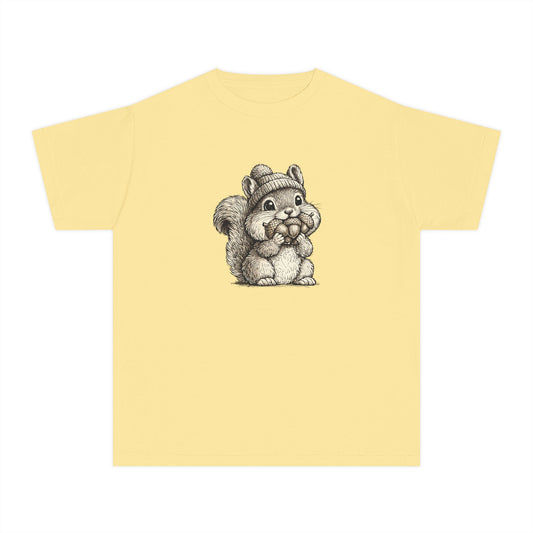 Youth Tee — Cute Vintage Sketch Squirrel Graphic