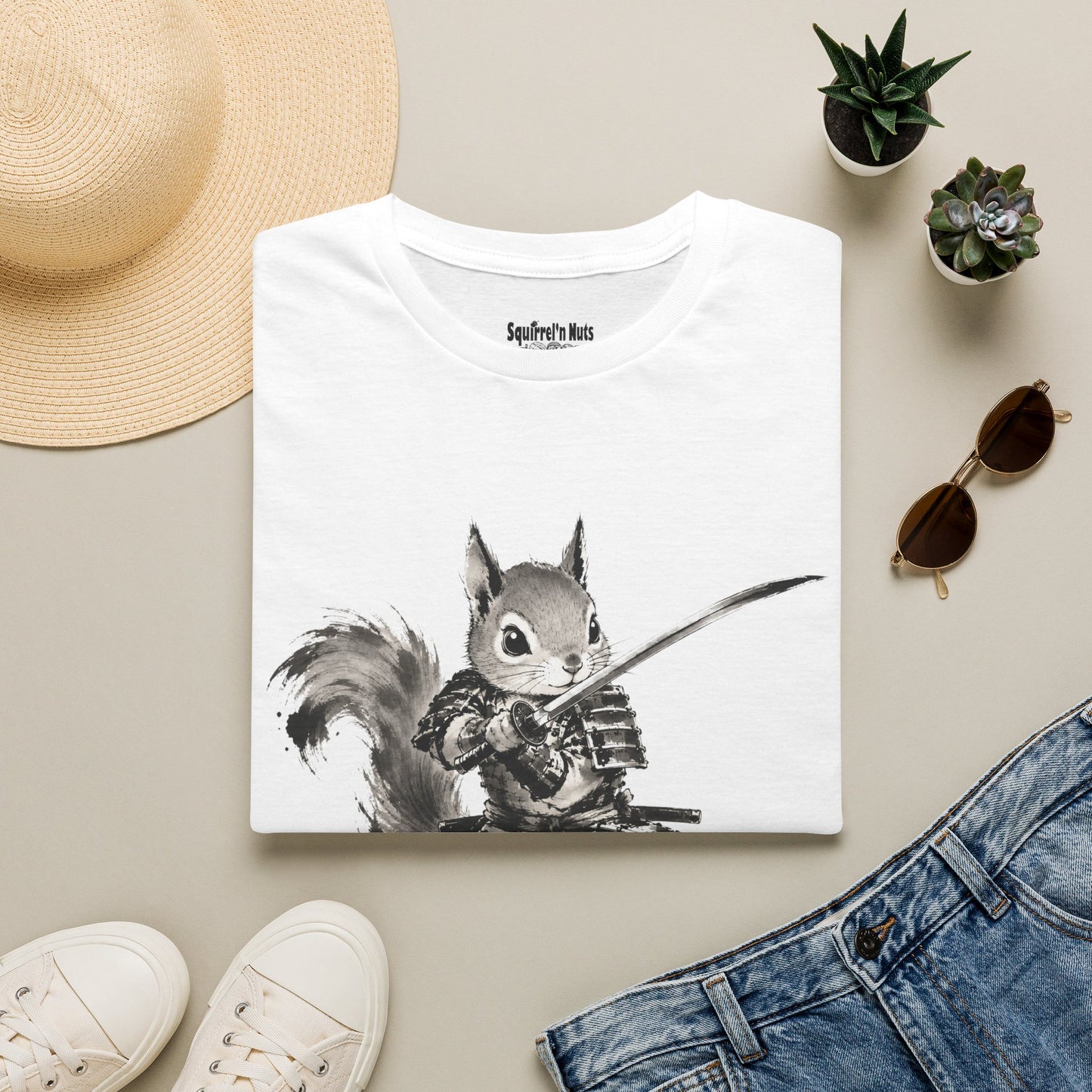 Squirrel Samurai T‑Shirt — Cute Warrior Animal Graphic Tee