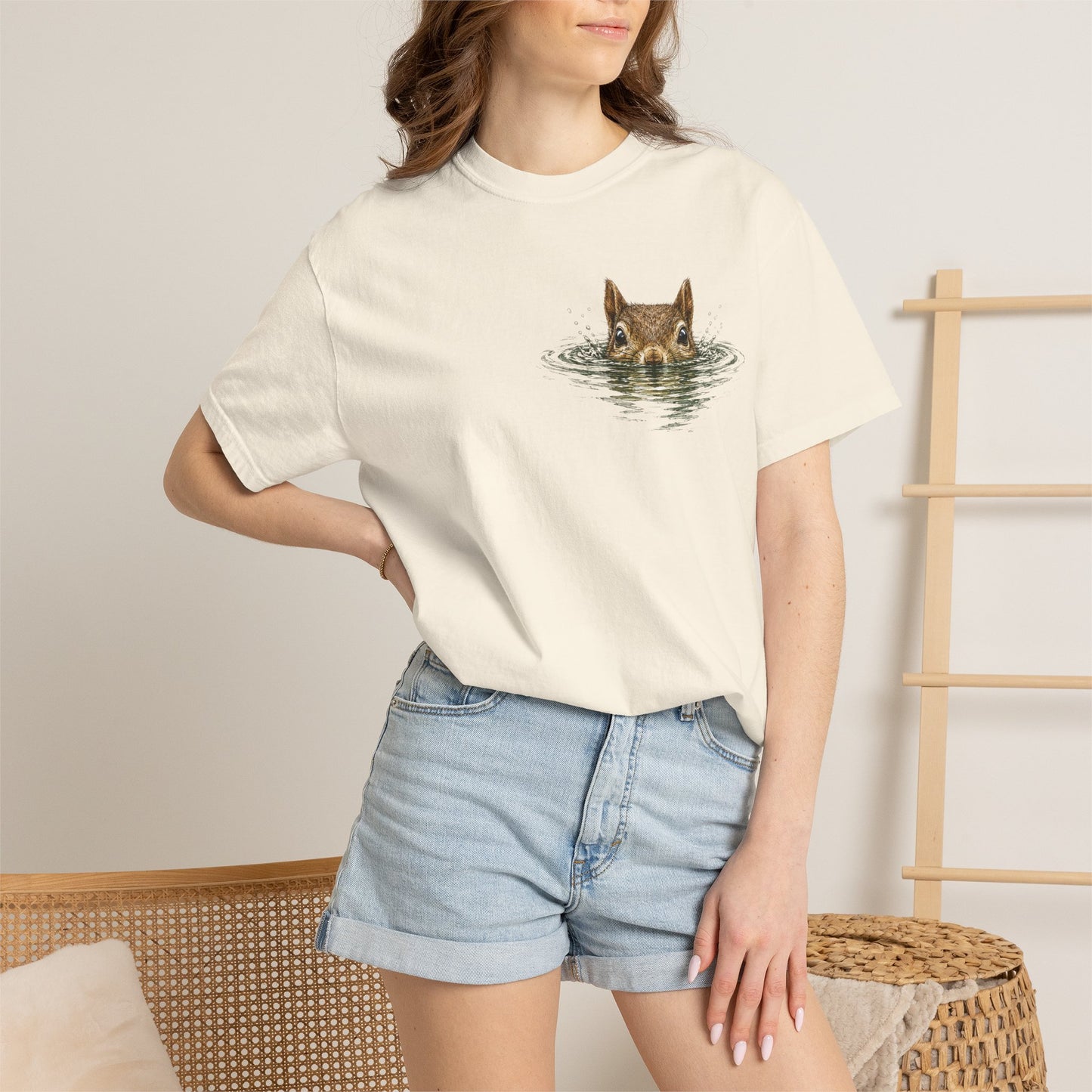 Squirrel Peek Graphic T-Shirt — Cute Woodland Animal Tee