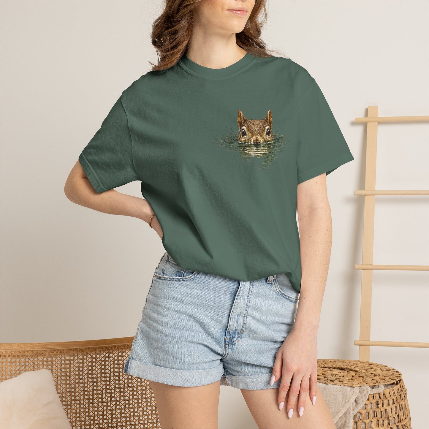 Squirrel Peek Graphic T-Shirt — Cute Woodland Animal Tee