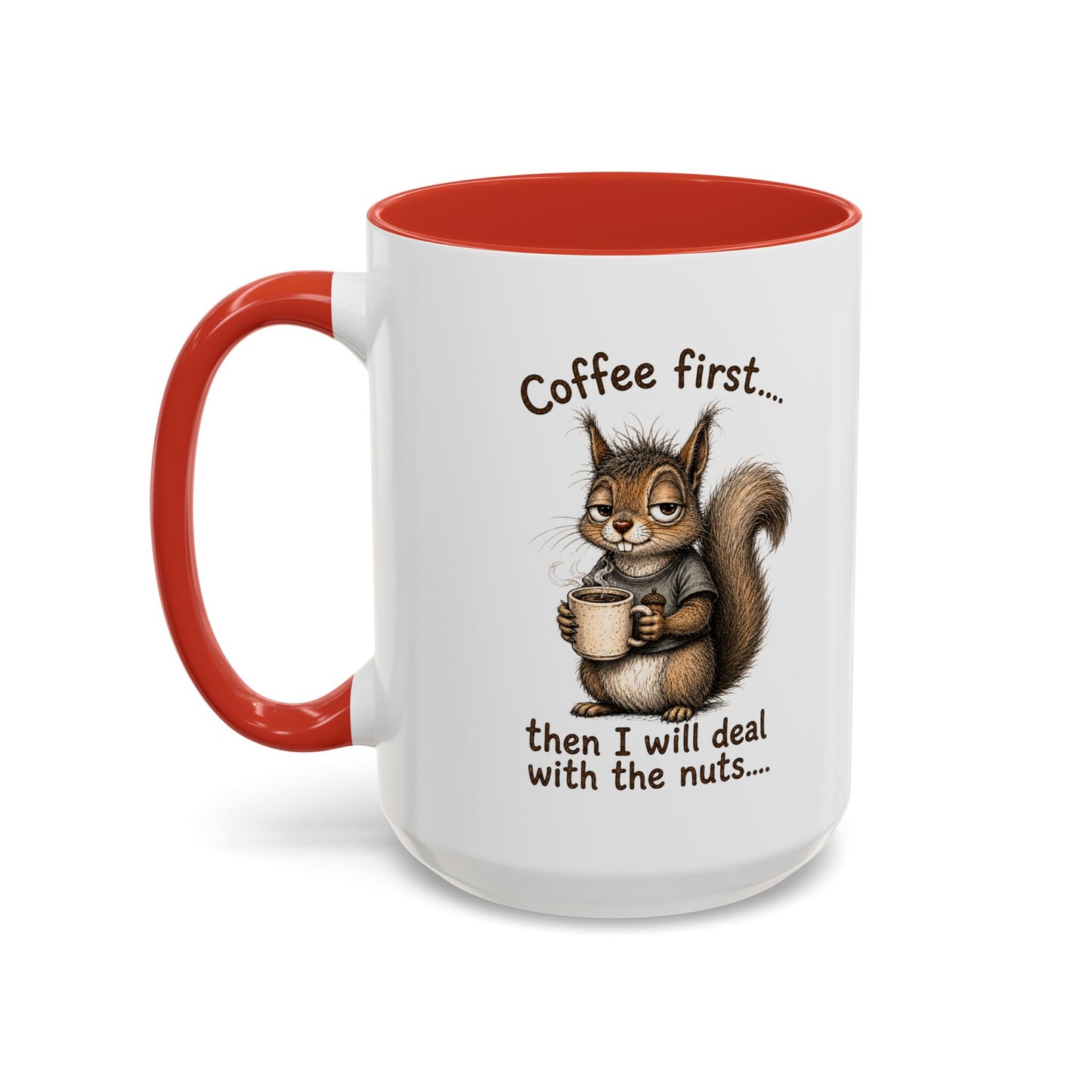 Coffee Mug - Rustic Coffee Beans Illustration Accent Mug (11/15oz)