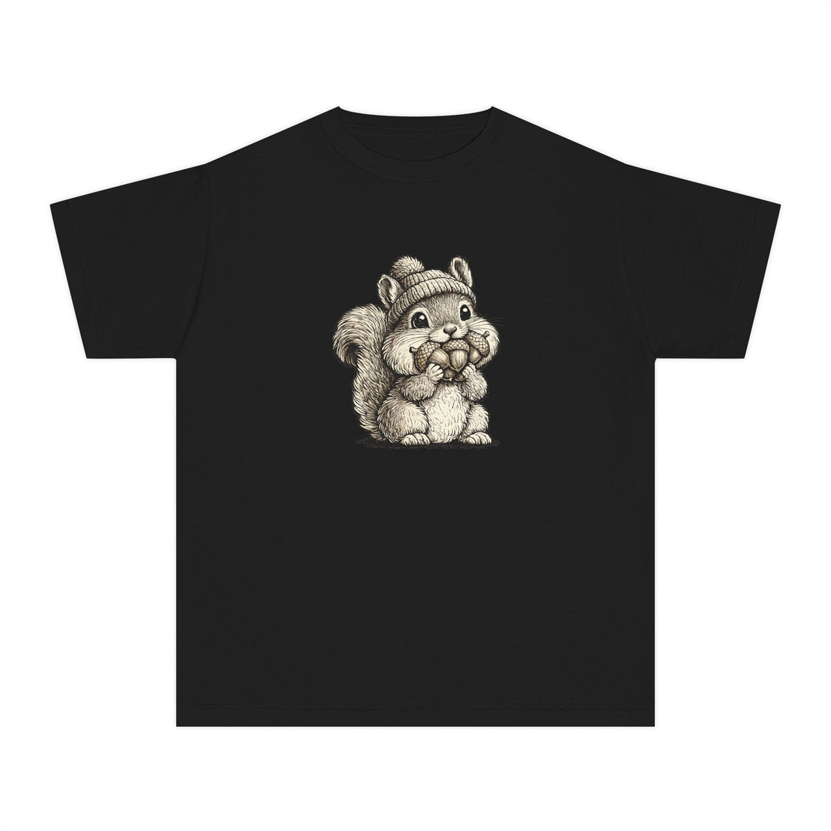 Youth Tee — Cute Vintage Sketch Squirrel Graphic