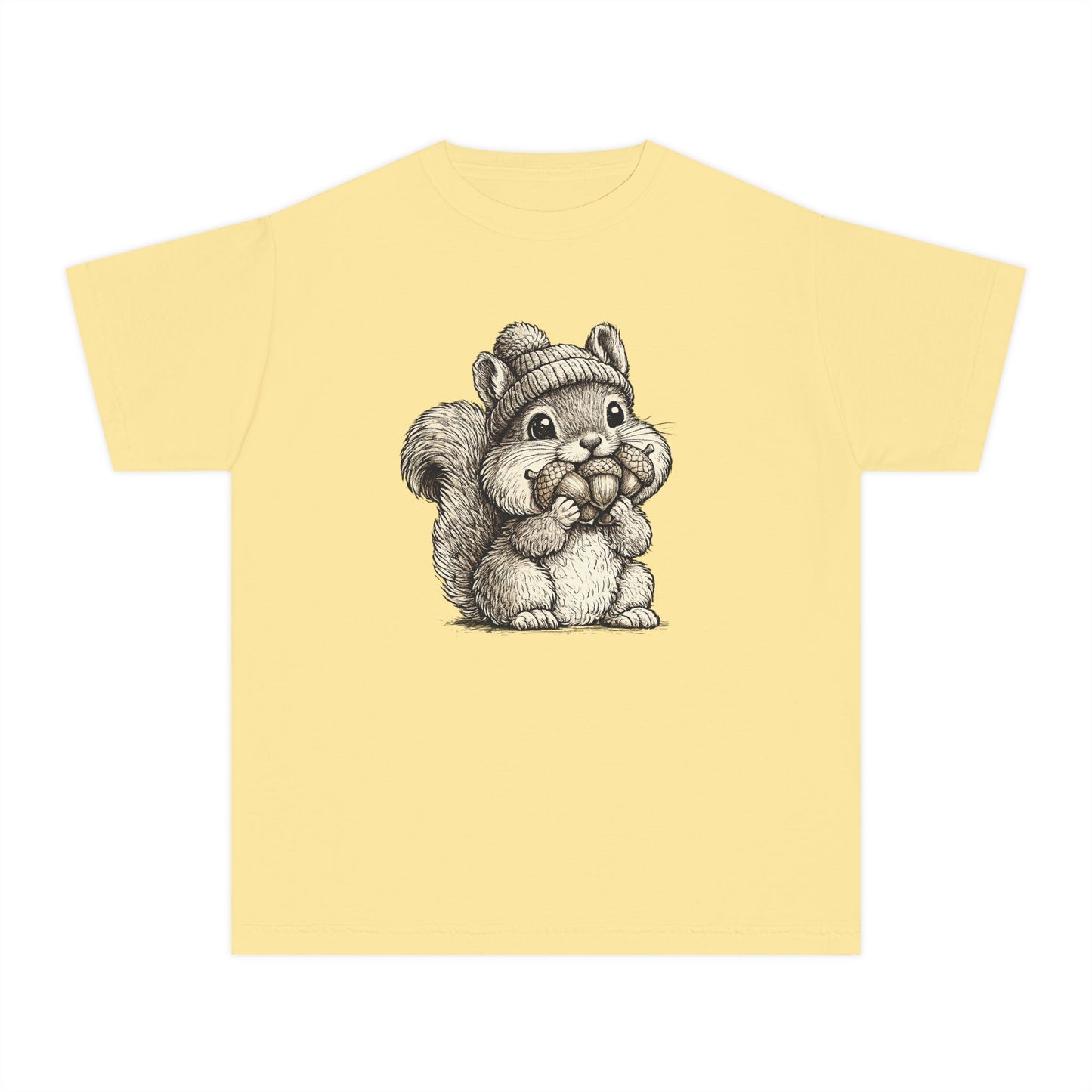 Youth Tee — Cute Vintage Sketch Squirrel Graphic