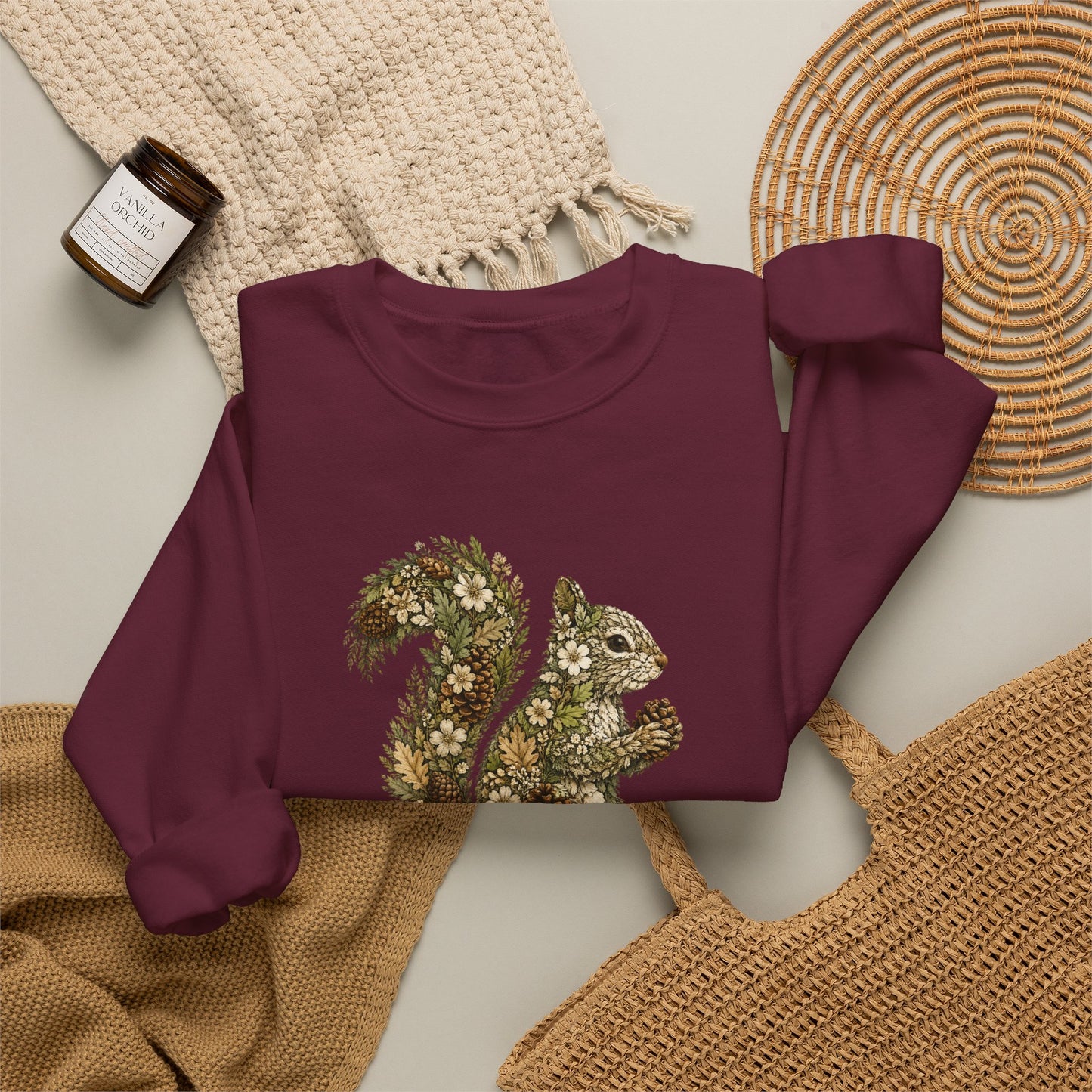 Floral Squirrel Crewneck Sweatshirt