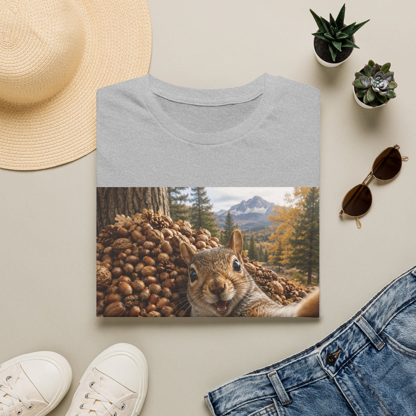 Squirrel Selfie T-Shirt — Cute Woodland Nuts Graphic Tee