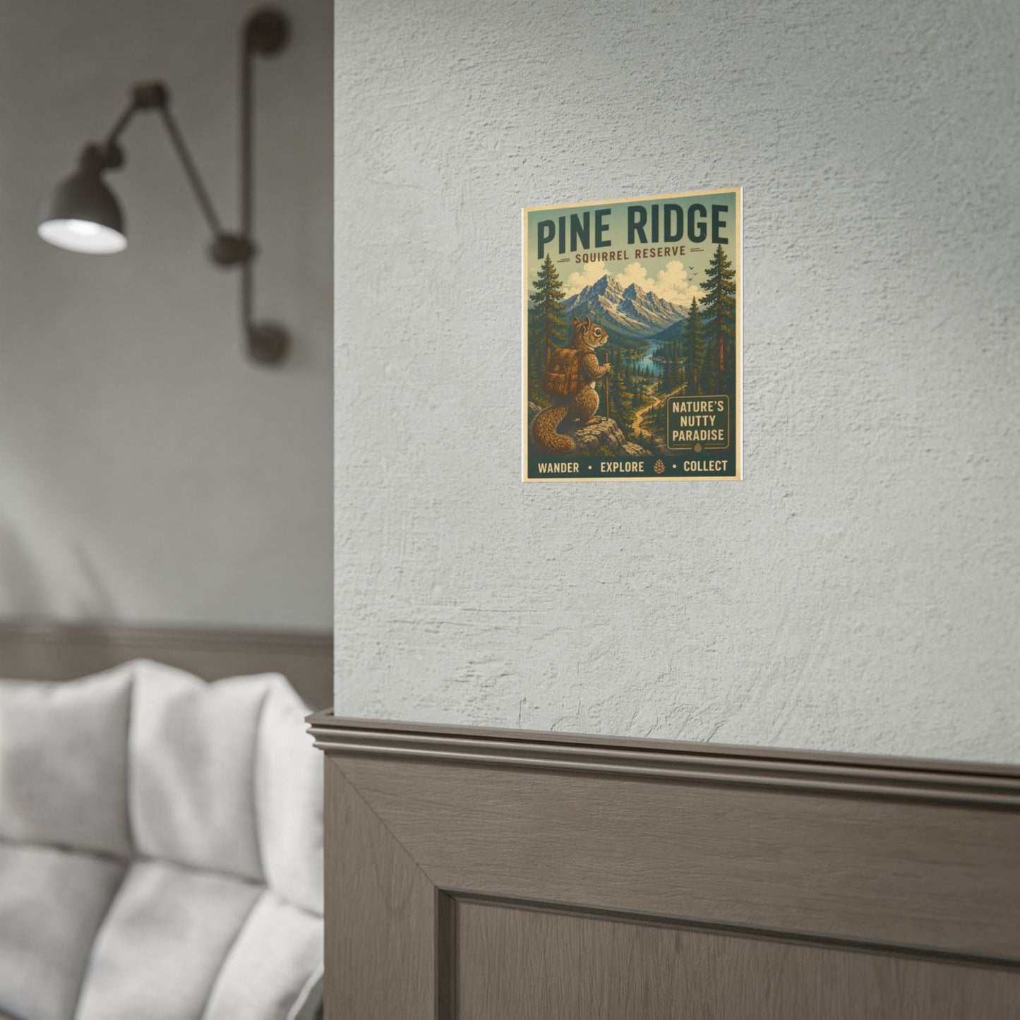 Pine Ridge Squirrel Reserve Rolled Poster – Vintage Nature Travel Print