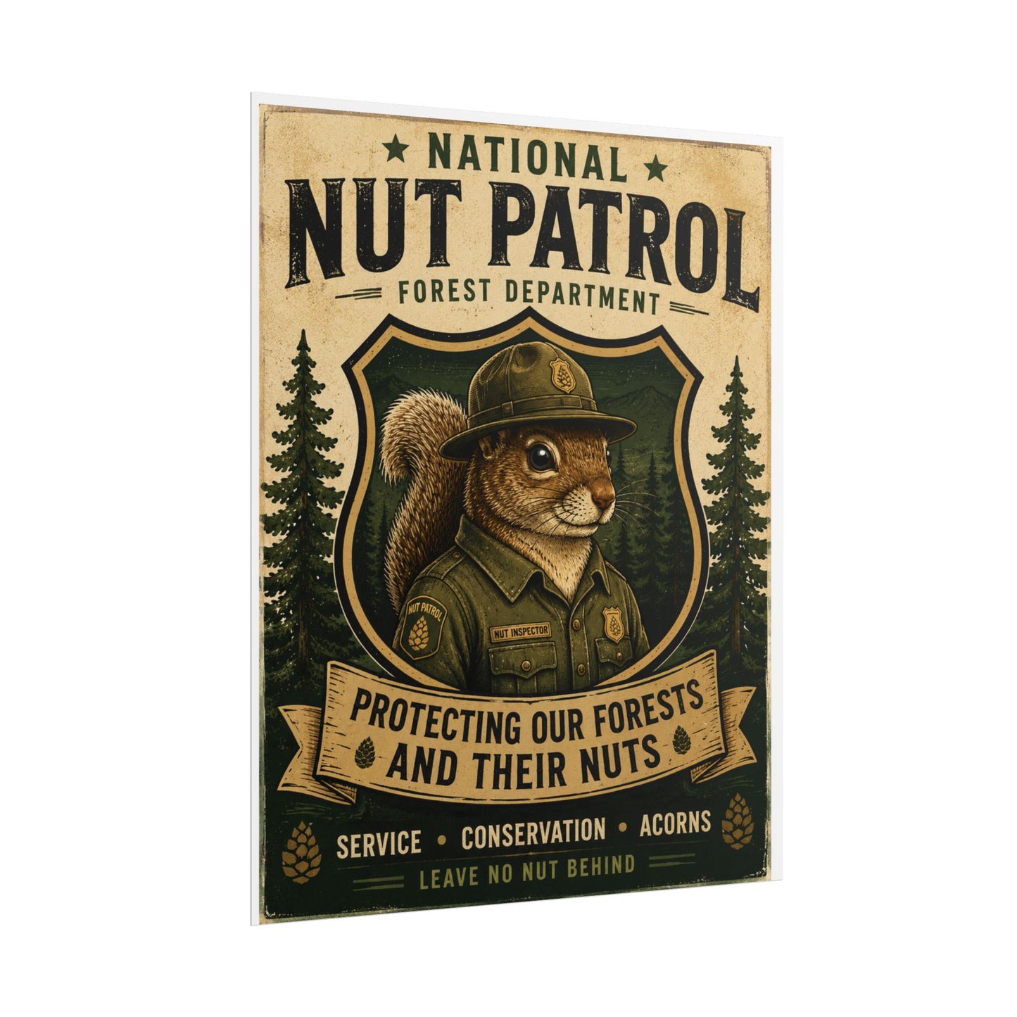 Rolled Poster - 'National Nut Patrol' Vintage Squirrel Conservation Print