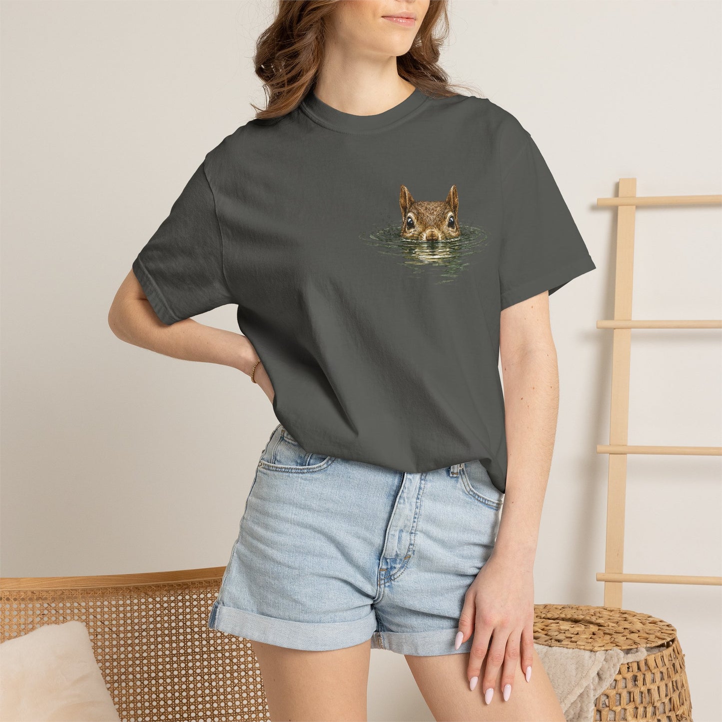 Squirrel Peek Graphic T-Shirt — Cute Woodland Animal Tee