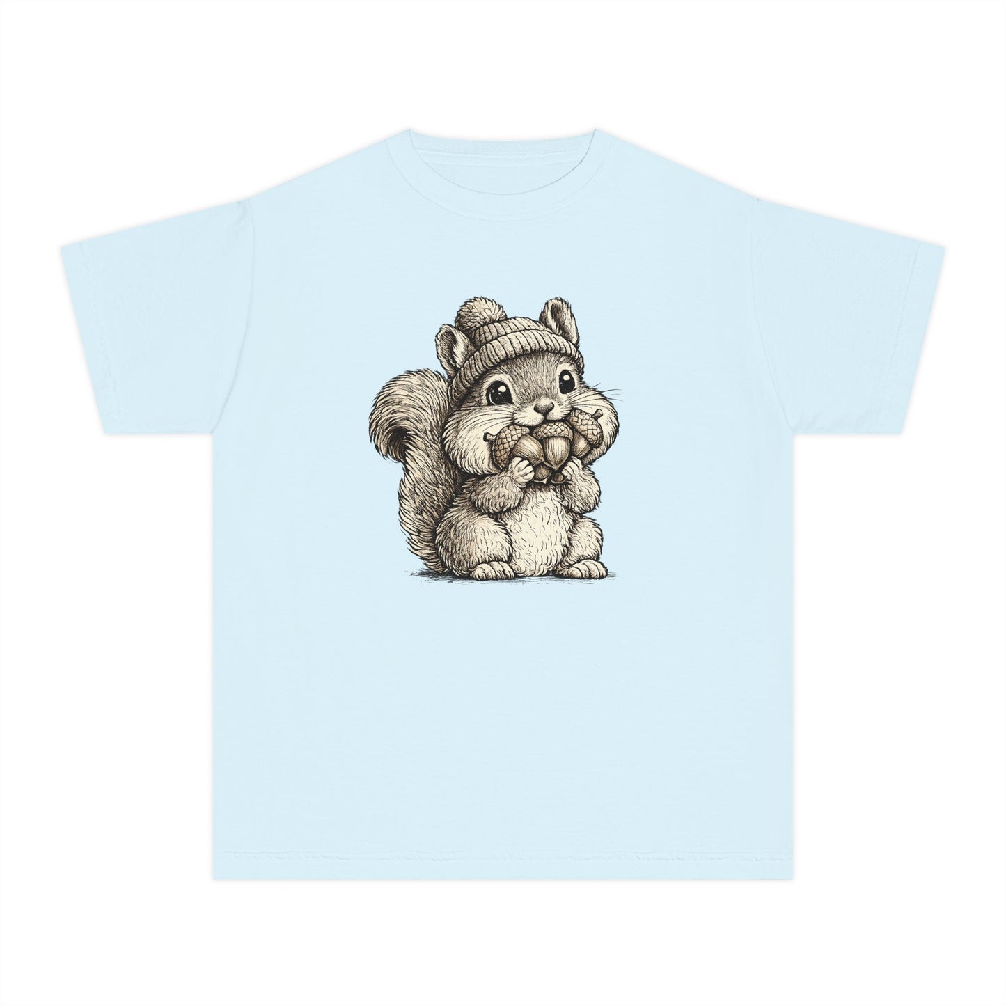 Youth Tee — Cute Vintage Sketch Squirrel Graphic