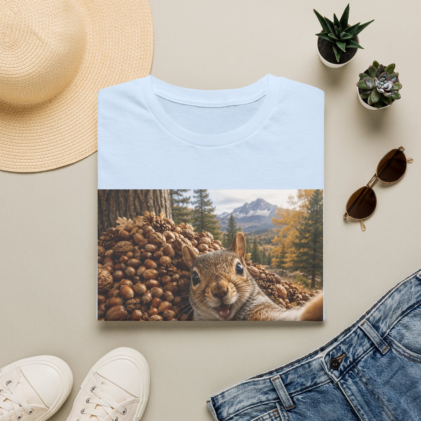Squirrel Selfie T-Shirt — Cute Woodland Nuts Graphic Tee