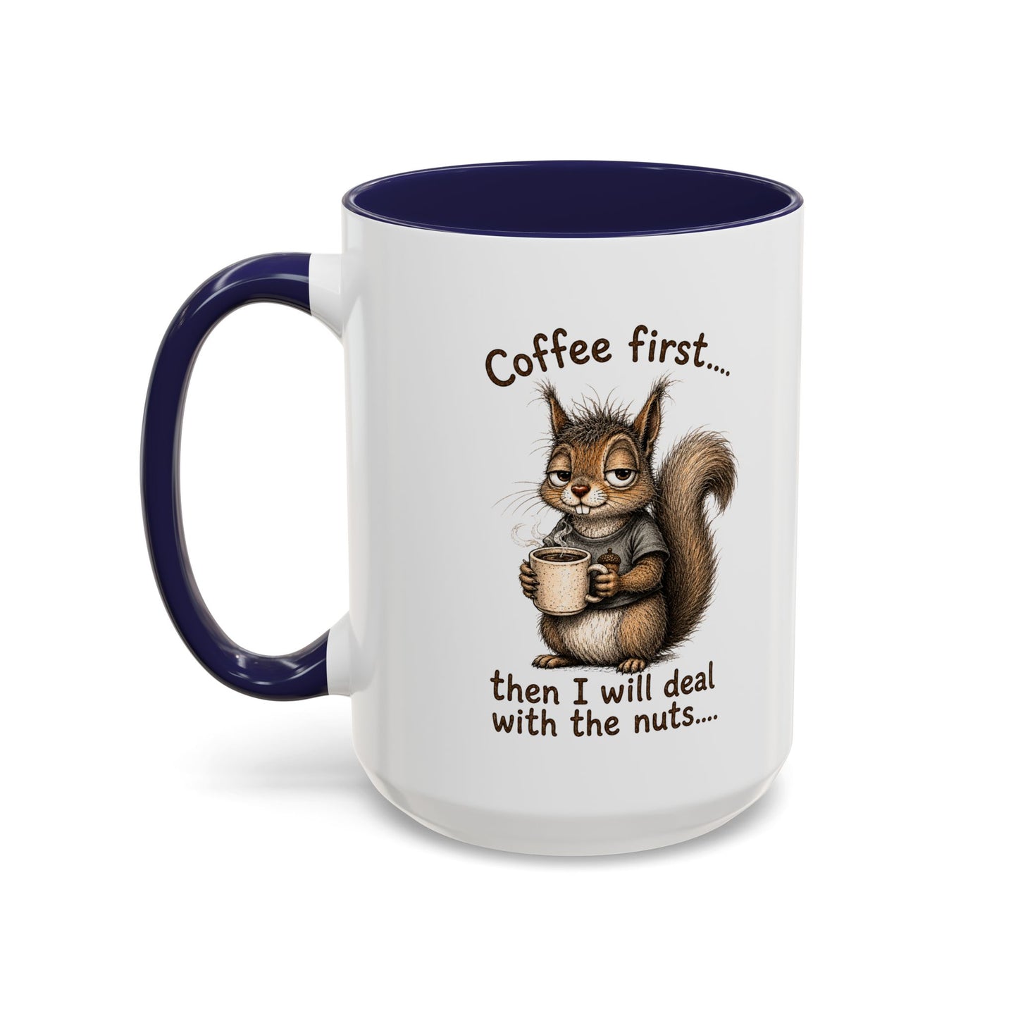 Coffee Mug - Rustic Coffee Beans Illustration Accent Mug (11/15oz)