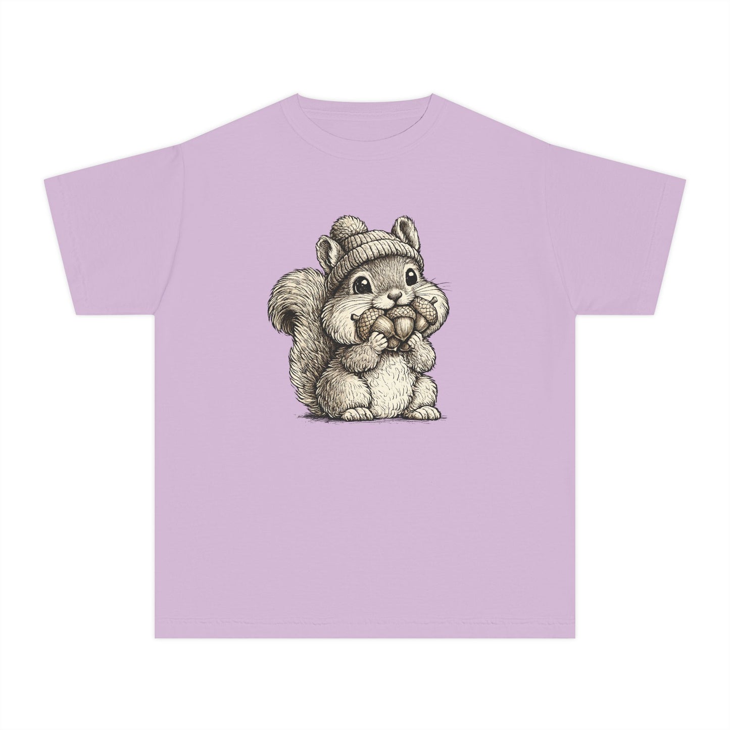 Youth Tee — Cute Vintage Sketch Squirrel Graphic