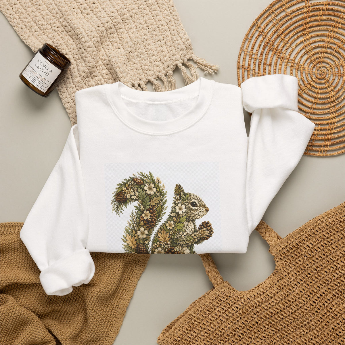 Floral Squirrel Crewneck Sweatshirt