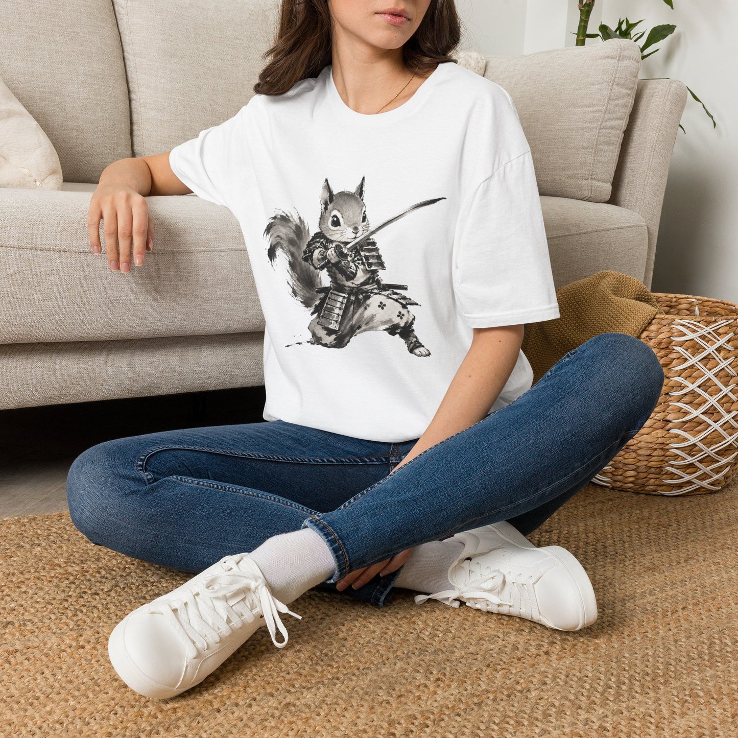 Squirrel Samurai T‑Shirt — Cute Warrior Animal Graphic Tee