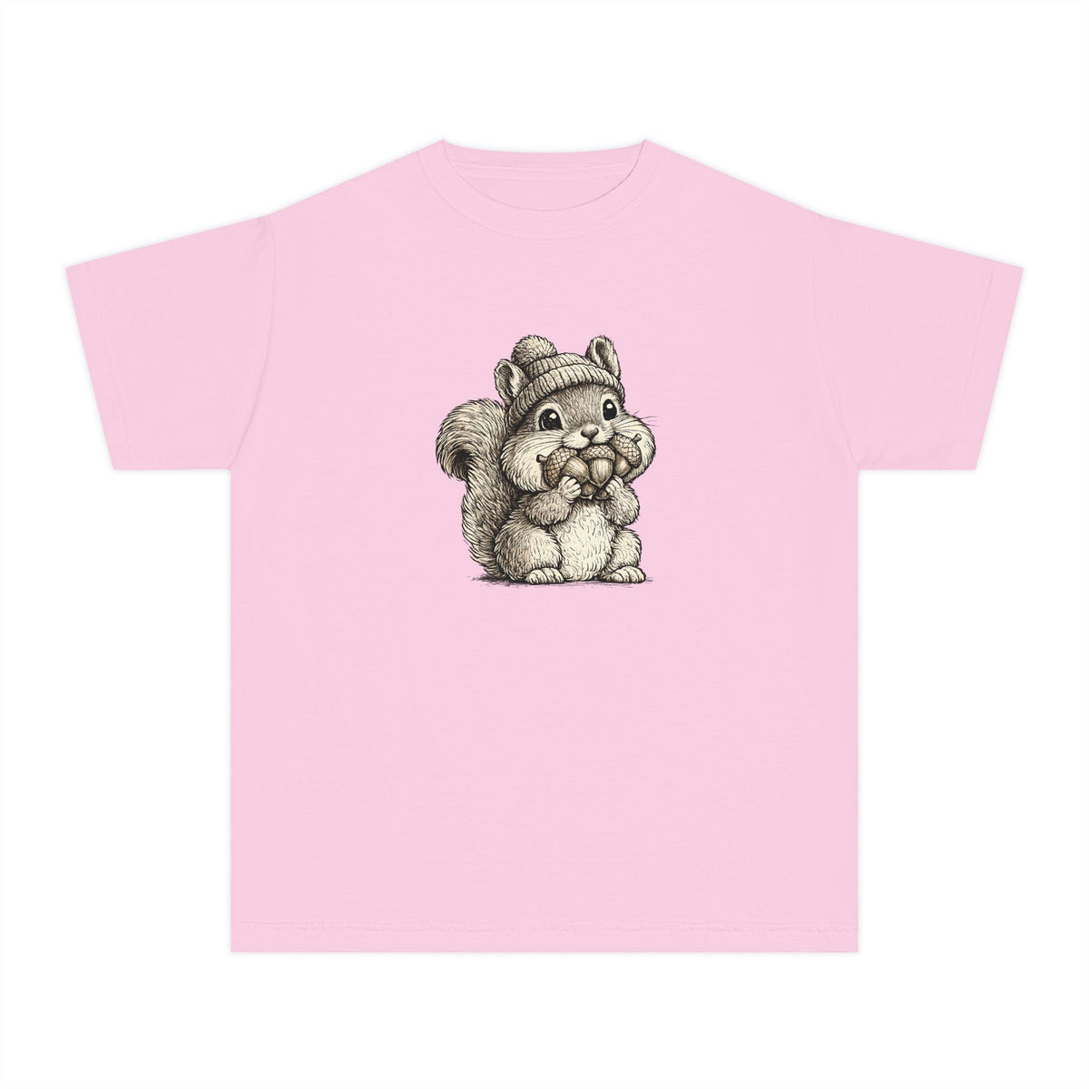 Youth Tee — Cute Vintage Sketch Squirrel Graphic