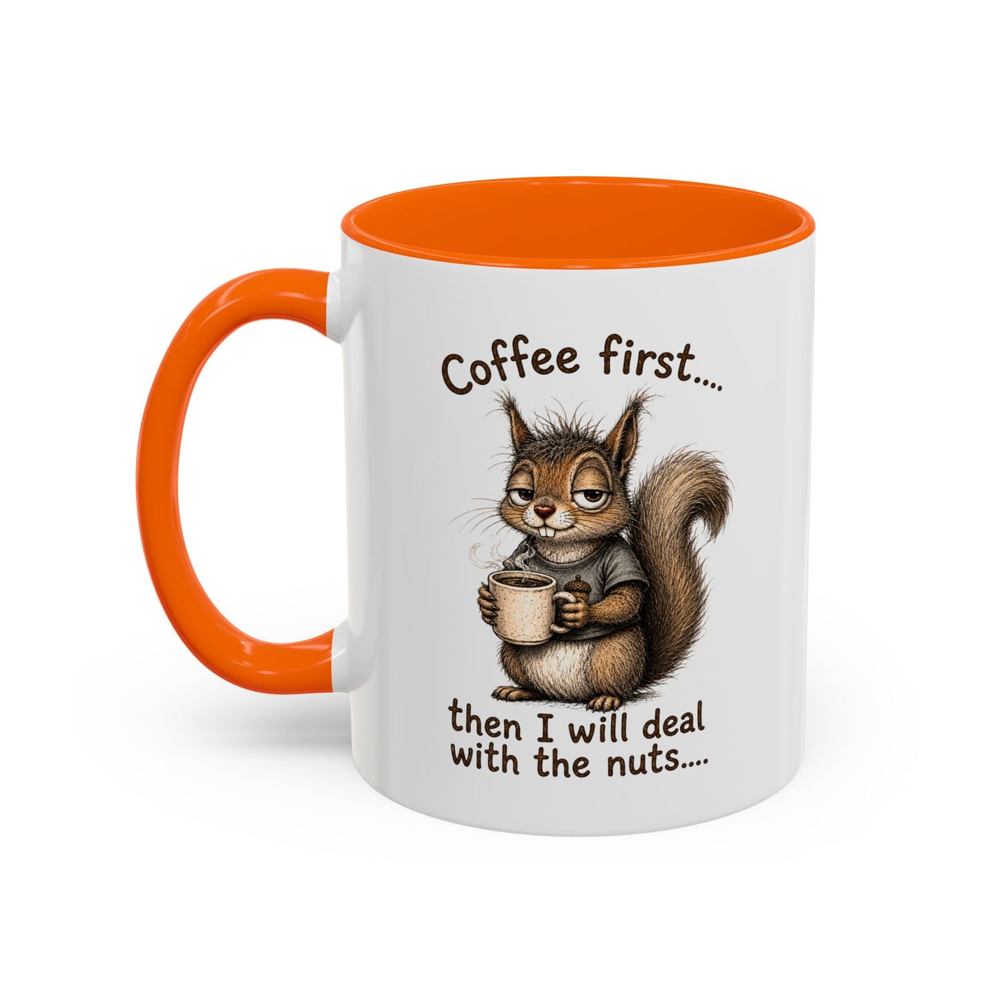 Coffee Mug - Rustic Coffee Beans Illustration Accent Mug (11/15oz)