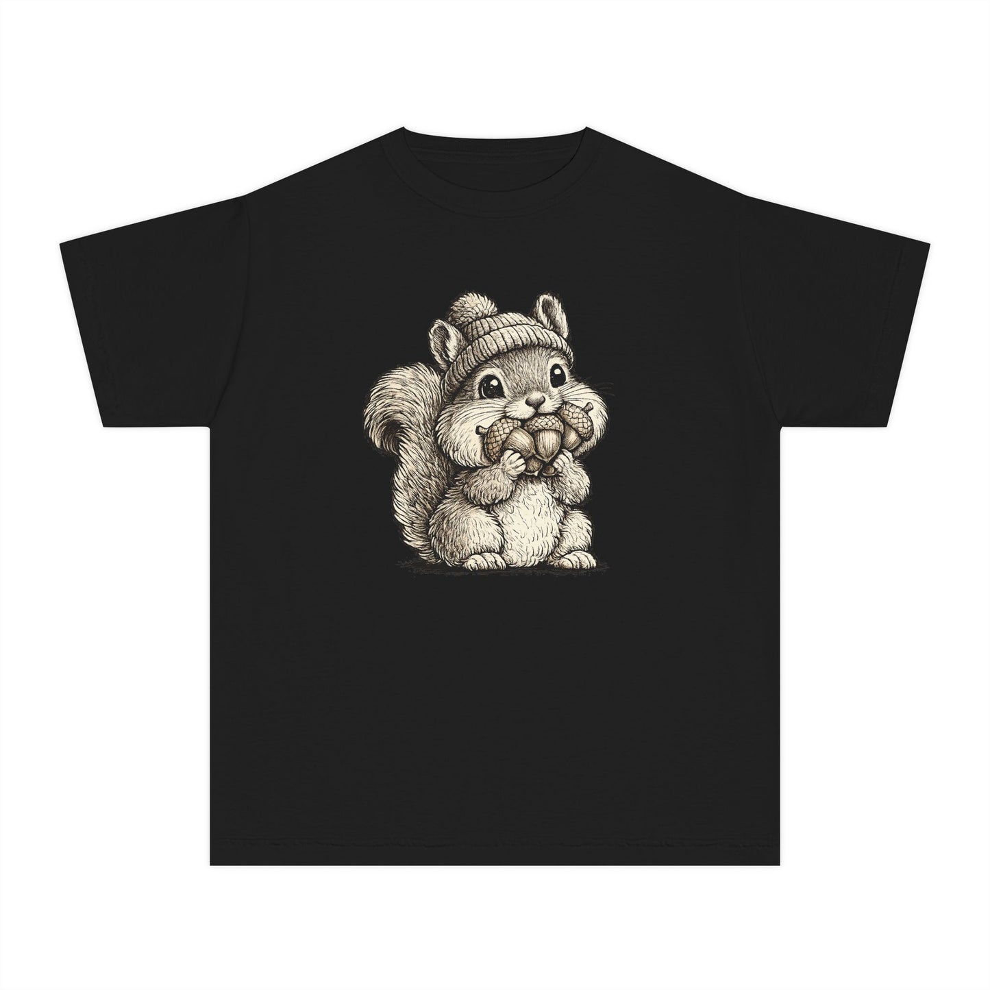 Youth Tee — Cute Vintage Sketch Squirrel Graphic