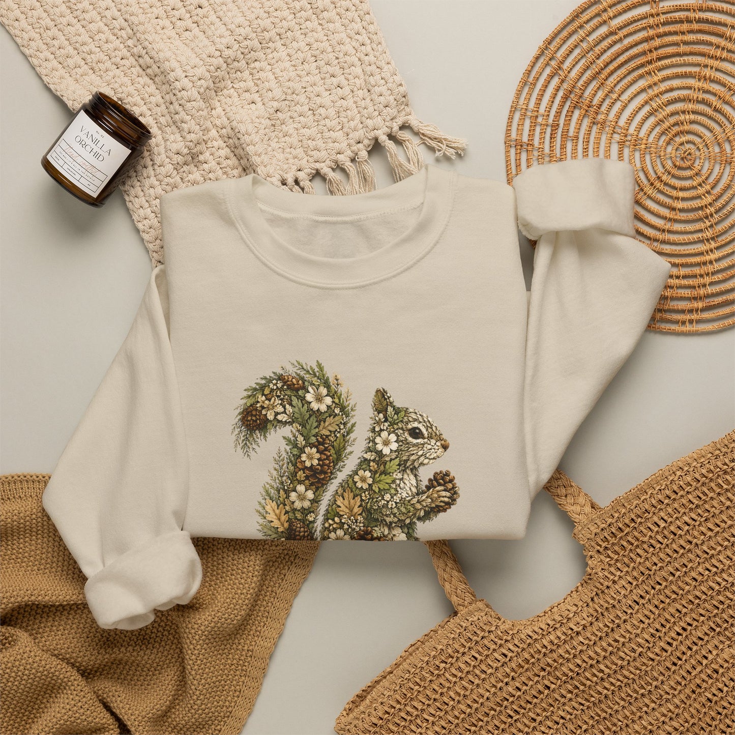 Floral Squirrel Crewneck Sweatshirt