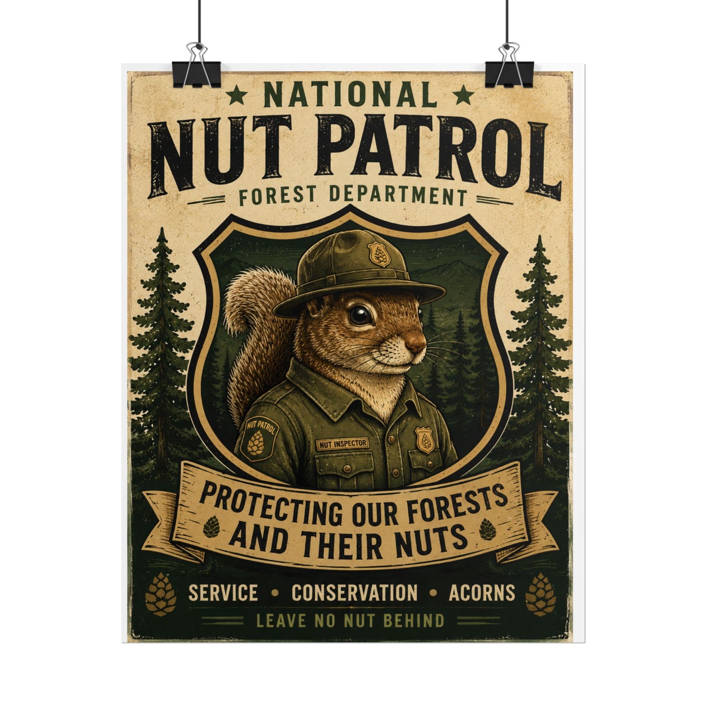 Rolled Poster - 'National Nut Patrol' Vintage Squirrel Conservation Print