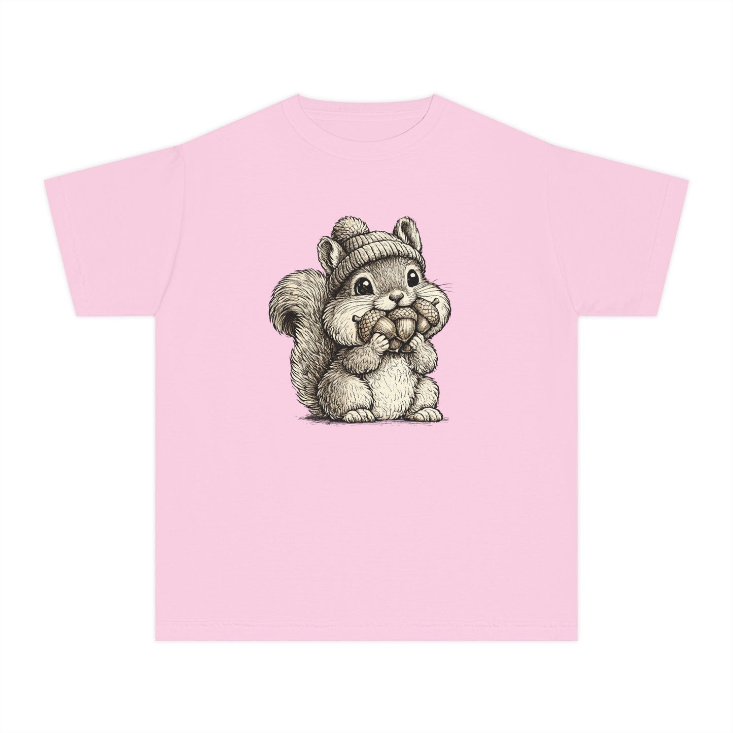 Youth Tee — Cute Vintage Sketch Squirrel Graphic