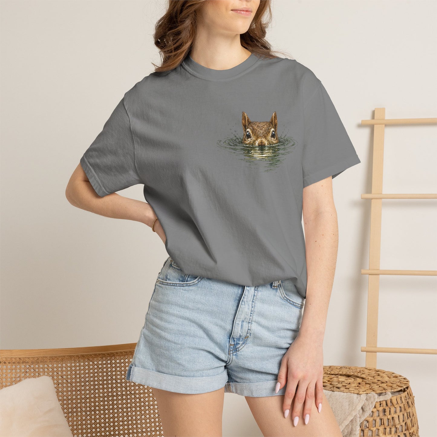Squirrel Peek Graphic T-Shirt — Cute Woodland Animal Tee