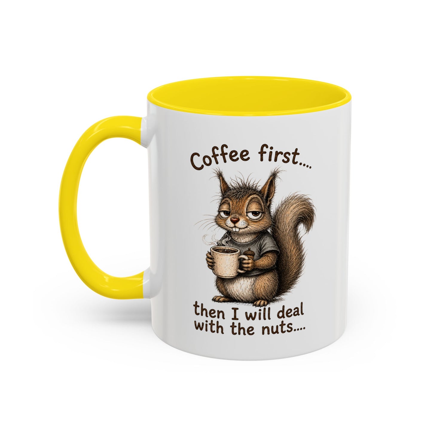 Coffee Mug - Rustic Coffee Beans Illustration Accent Mug (11/15oz)