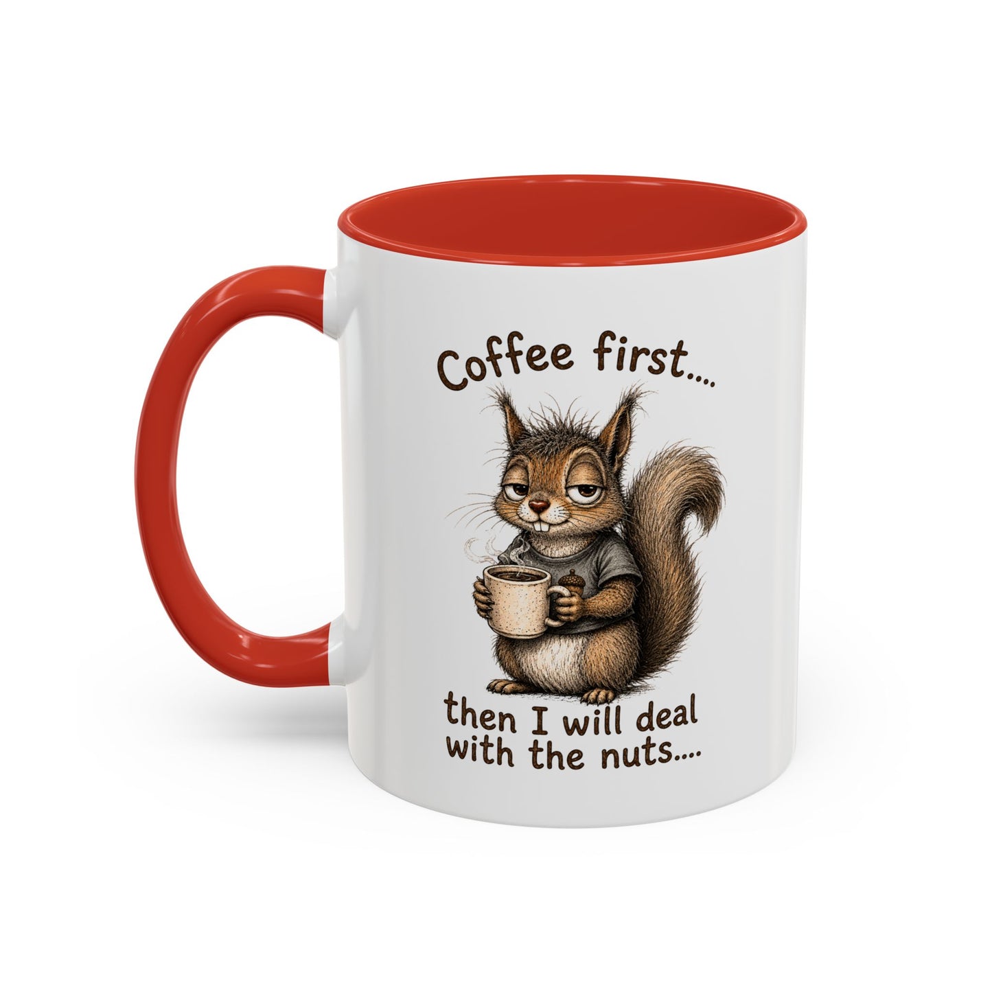 Coffee Mug - Rustic Coffee Beans Illustration Accent Mug (11/15oz)