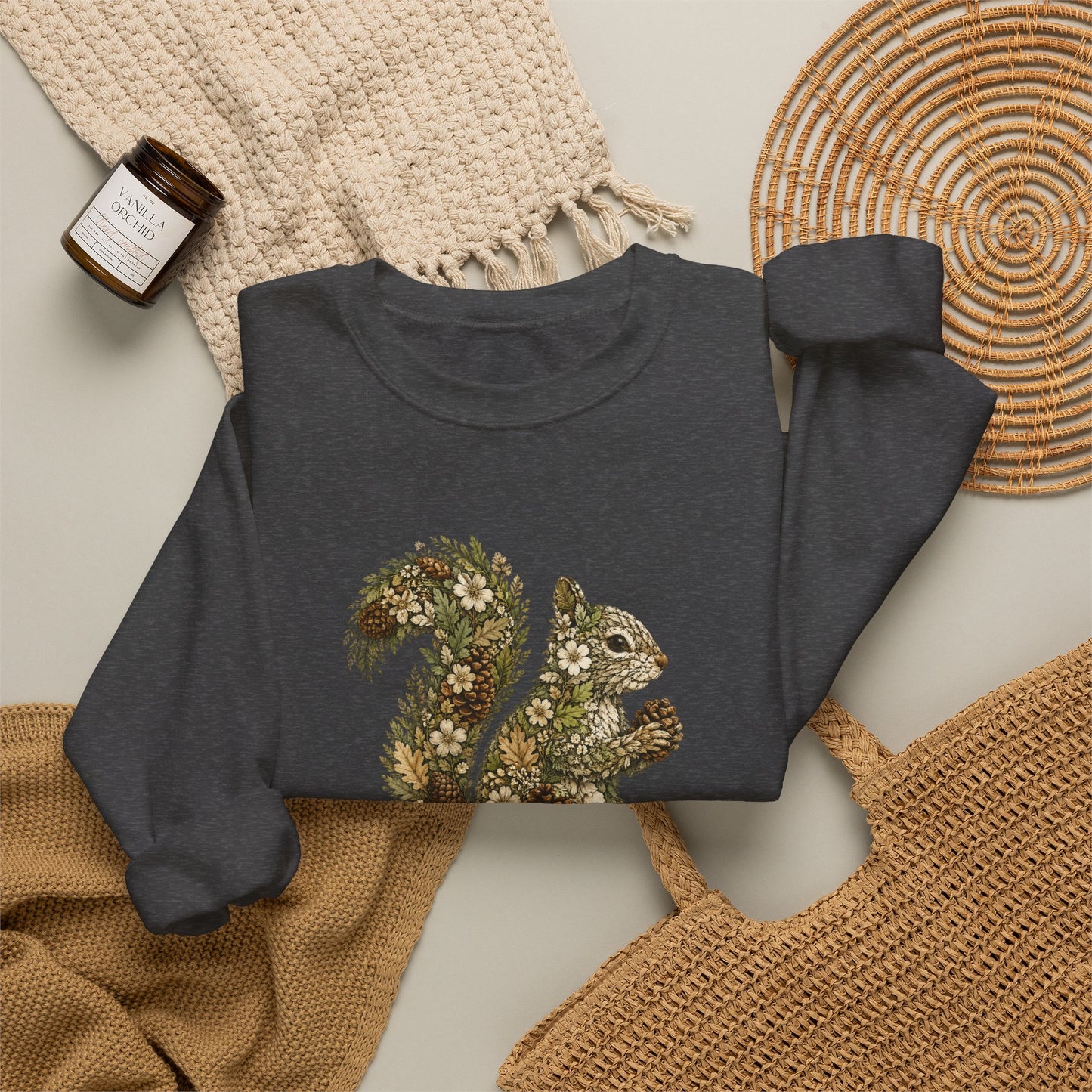 Floral Squirrel Crewneck Sweatshirt