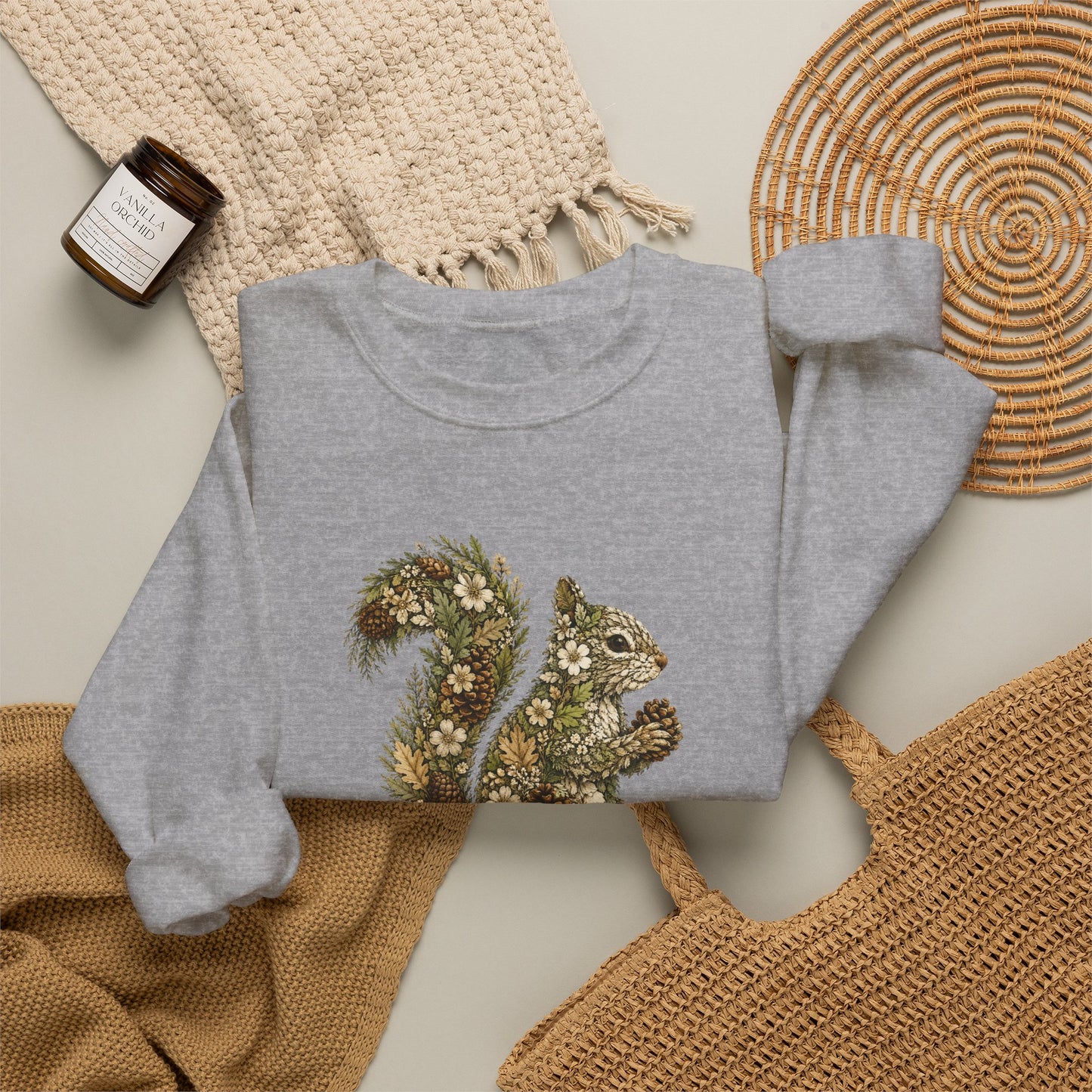 Floral Squirrel Crewneck Sweatshirt