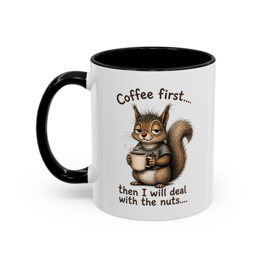 Coffee Mug - Rustic Coffee Beans Illustration Accent Mug (11/15oz)