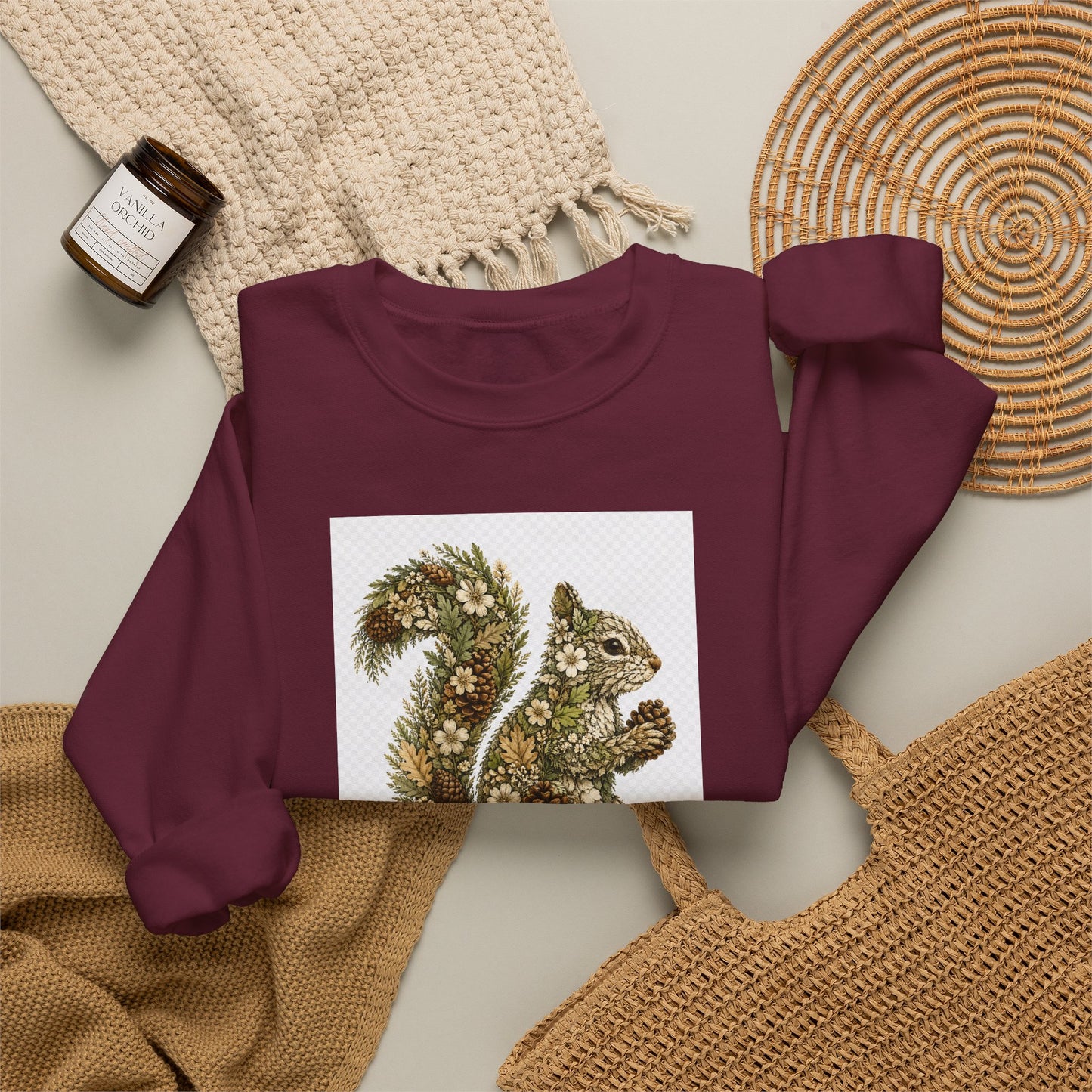 Floral Squirrel Crewneck Sweatshirt