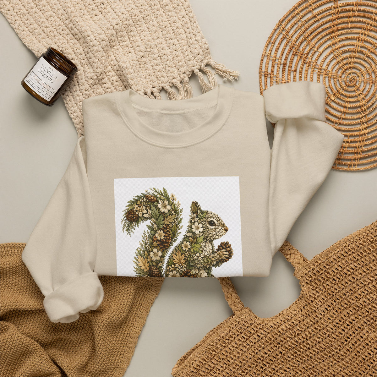 Floral Squirrel Crewneck Sweatshirt