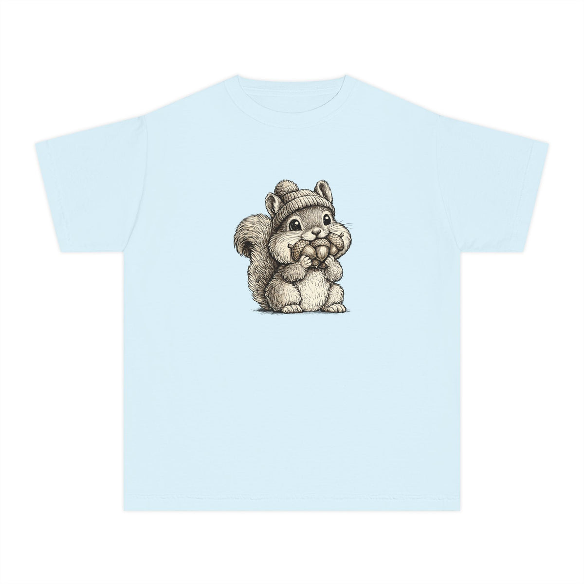 Youth Tee — Cute Vintage Sketch Squirrel Graphic