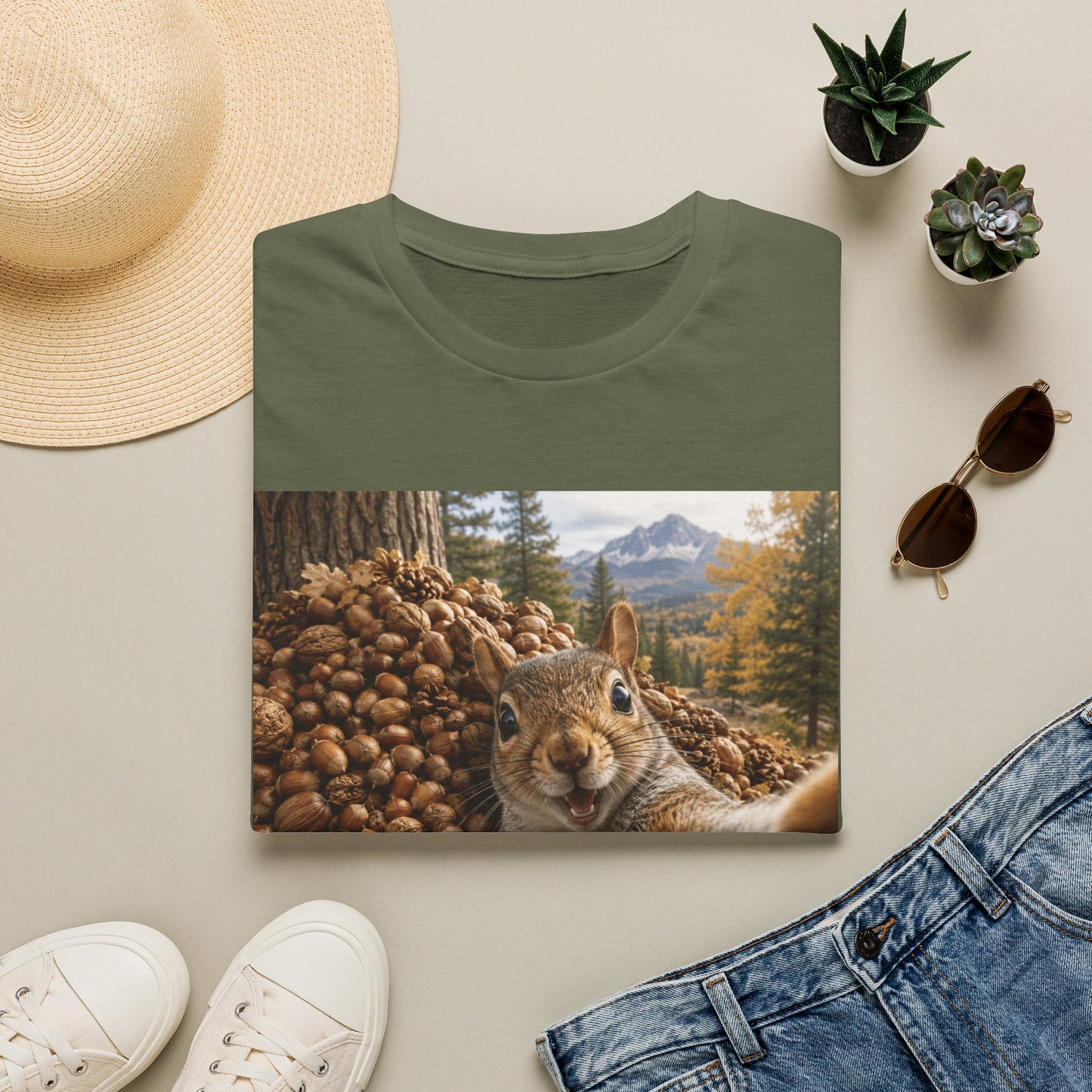 Squirrel Selfie T-Shirt — Cute Woodland Nuts Graphic Tee