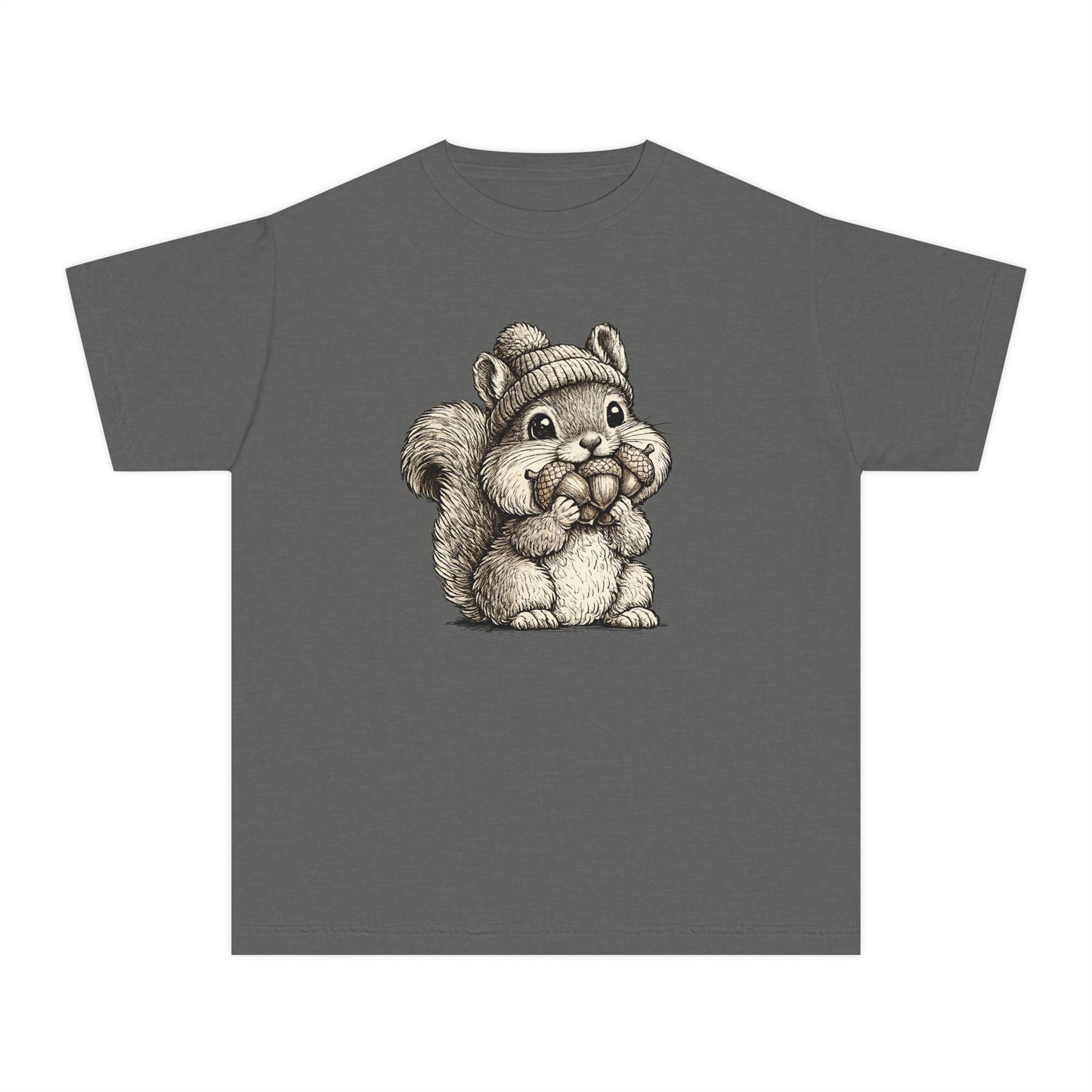 Youth Tee — Cute Vintage Sketch Squirrel Graphic