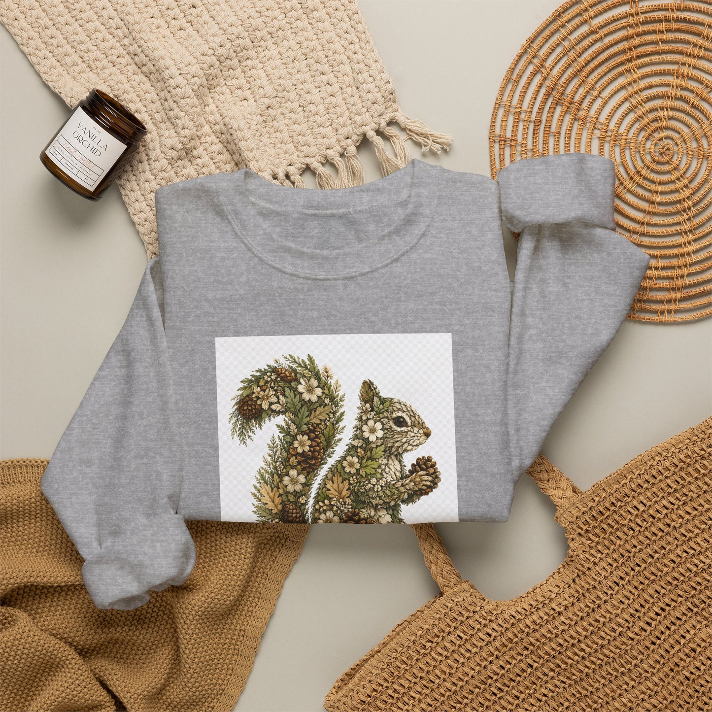 Floral Squirrel Crewneck Sweatshirt
