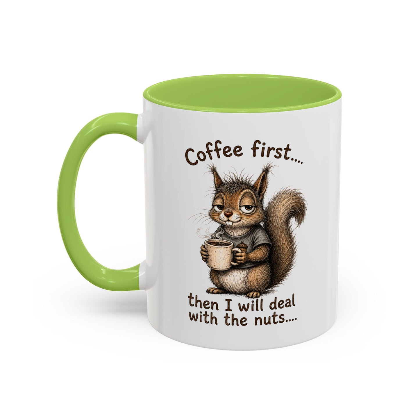 Coffee Mug - Rustic Coffee Beans Illustration Accent Mug (11/15oz)