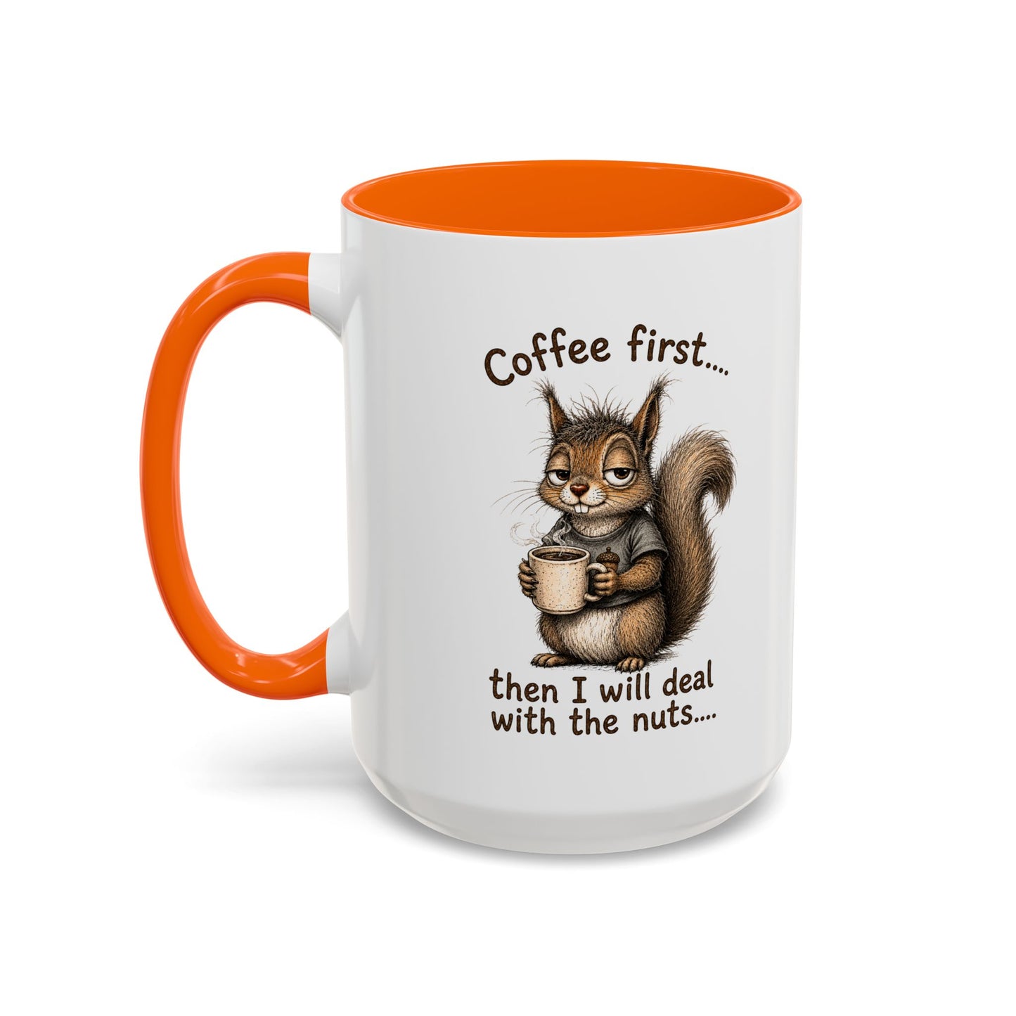 Coffee Mug - Rustic Coffee Beans Illustration Accent Mug (11/15oz)