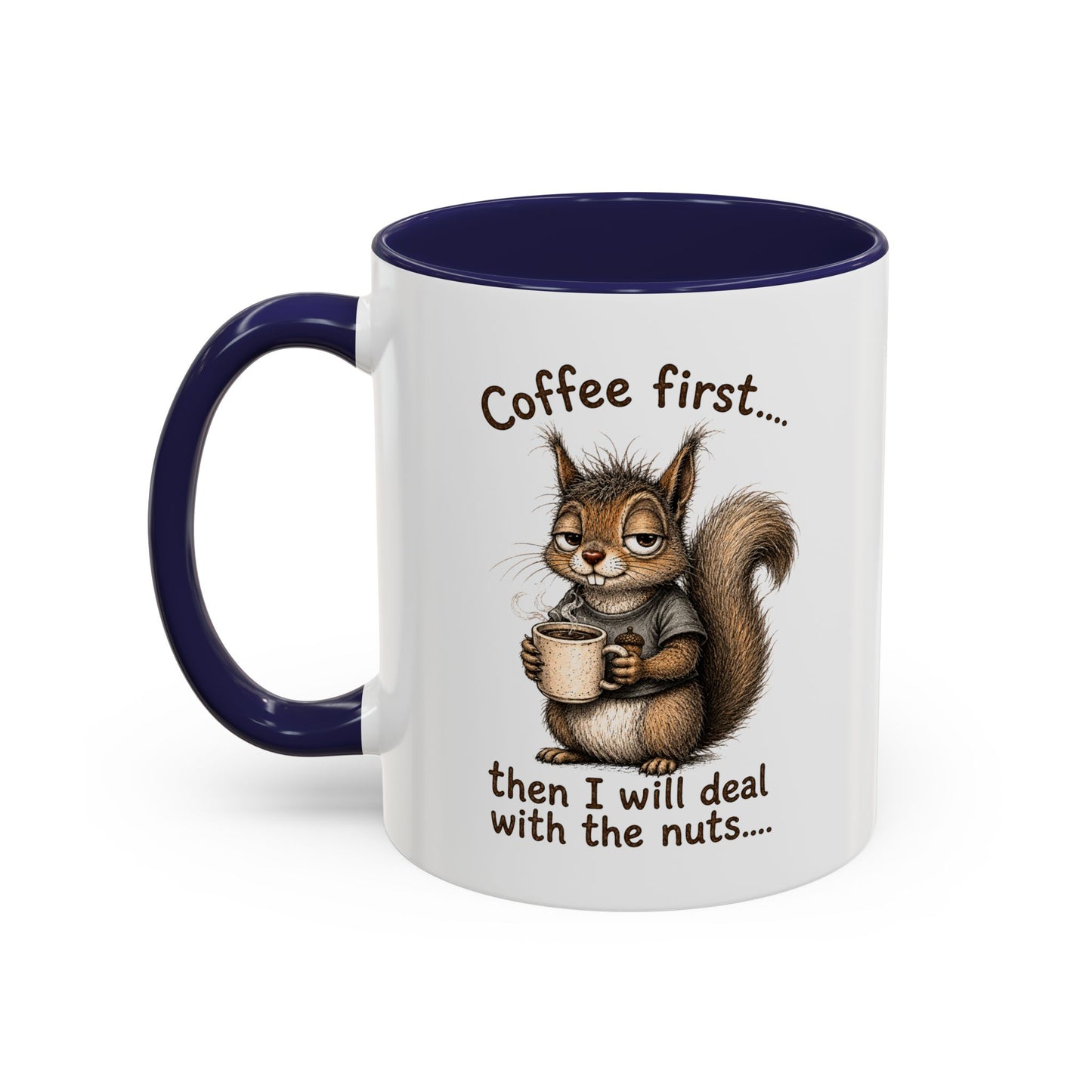 Coffee Mug - Rustic Coffee Beans Illustration Accent Mug (11/15oz)